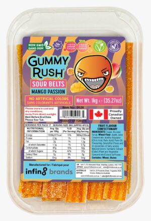 Gummy Rush Sour Belts – Mango Passion (1kg)
