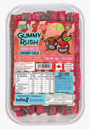 Gummy Rush Sour Belts – Cherry Cola (1kg)