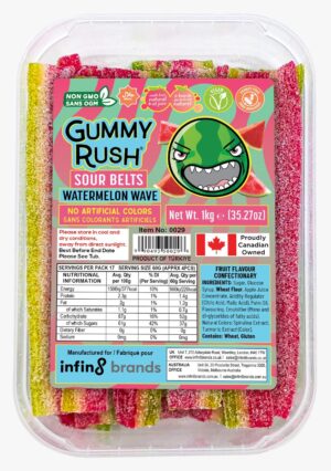 Gummy Rush Sour Belts – Watermelon Wave (1kg)